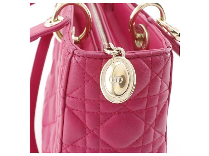 Autre Marque Borsa 2way Christian Dior Lady Dior Cannage in pelle di agnello Rosa - vista 12