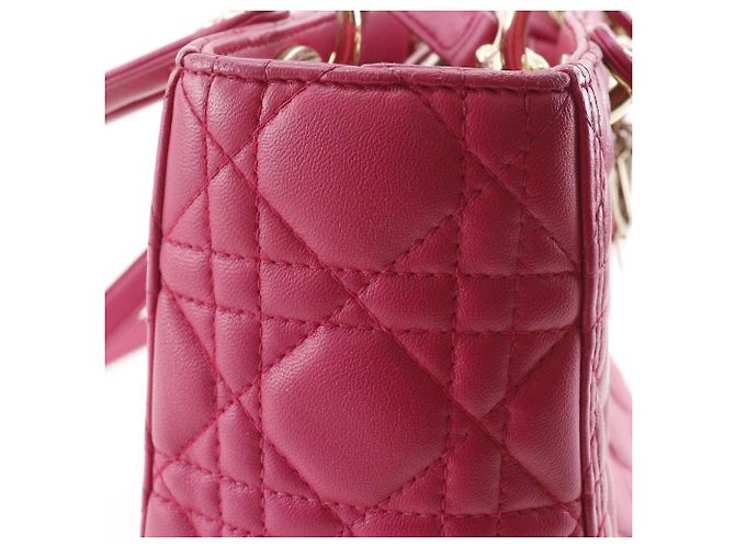 Autre Marque Borsa 2way Christian Dior Lady Dior Cannage in pelle di agnello Rosa - vista 13