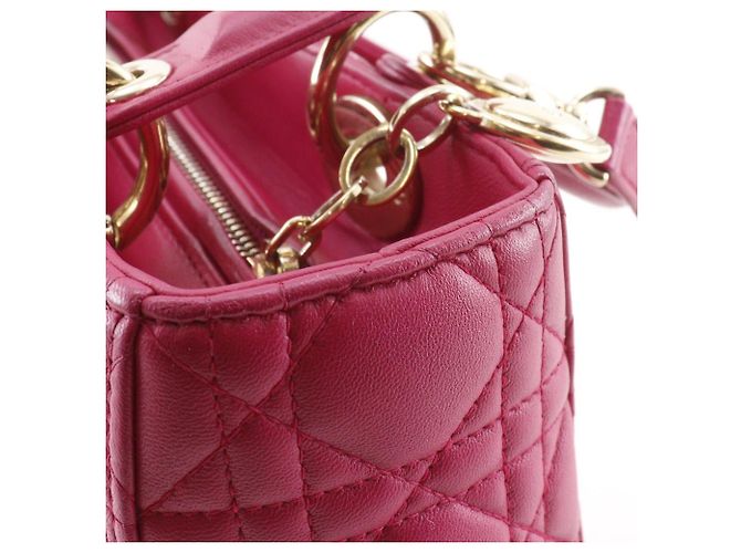 Autre Marque Borsa 2way Christian Dior Lady Dior Cannage in pelle di agnello Rosa - vista 14