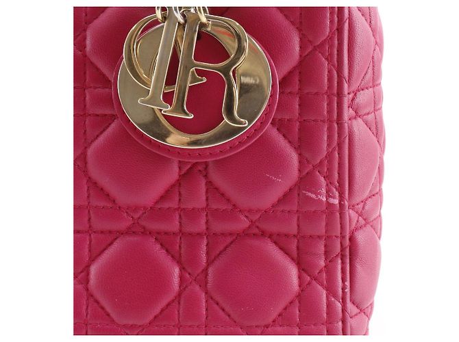 Autre Marque Borsa 2way Christian Dior Lady Dior Cannage in pelle di agnello Rosa - vista 17