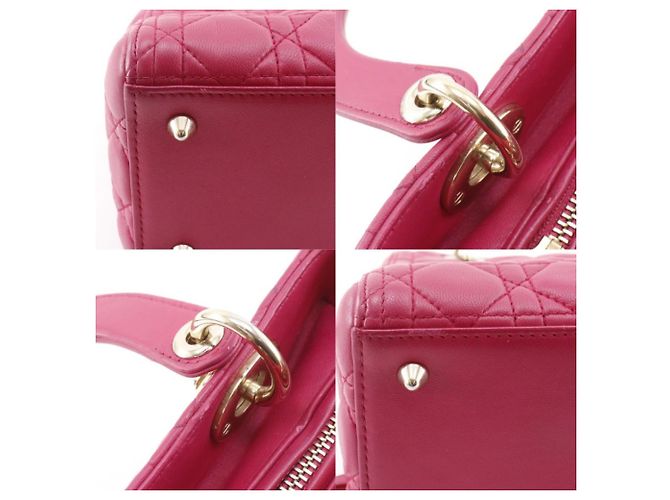 Autre Marque Borsa 2way Christian Dior Lady Dior Cannage in pelle di agnello Rosa - vista 19