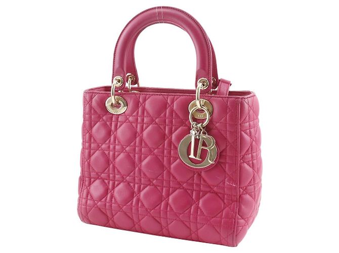 Autre Marque Borsa 2way Christian Dior Lady Dior Cannage in pelle di agnello Rosa - vista 2