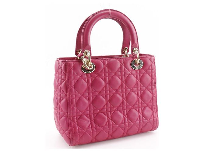 Autre Marque Borsa 2way Christian Dior Lady Dior Cannage in pelle di agnello Rosa - vista 3