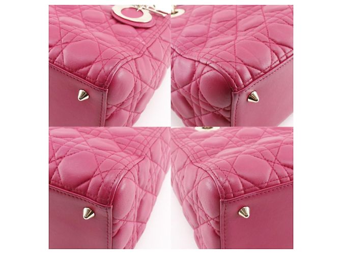 Autre Marque Borsa 2way Christian Dior Lady Dior Cannage in pelle di agnello Rosa - vista 4