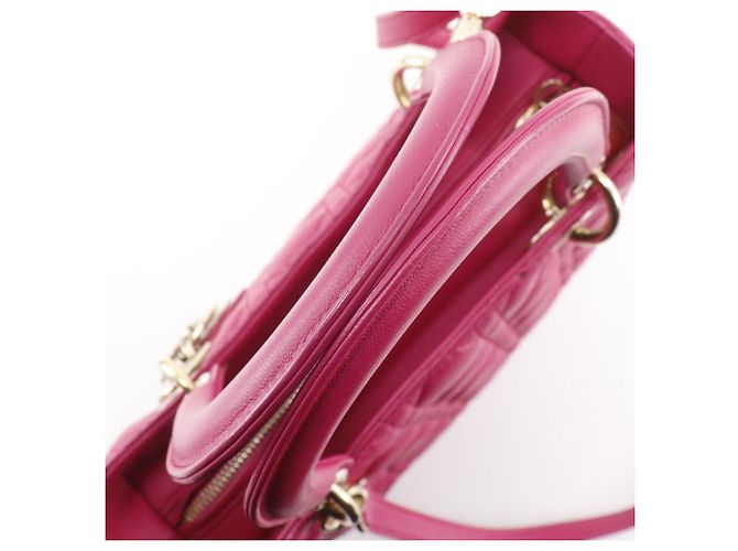 Autre Marque Borsa 2way Christian Dior Lady Dior Cannage in pelle di agnello Rosa - vista 5
