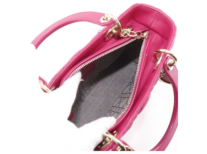 Autre Marque Borsa 2way Christian Dior Lady Dior Cannage in pelle di agnello Rosa - vista 6