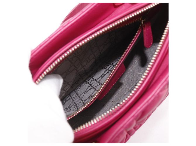 Autre Marque Borsa 2way Christian Dior Lady Dior Cannage in pelle di agnello Rosa - vista 7