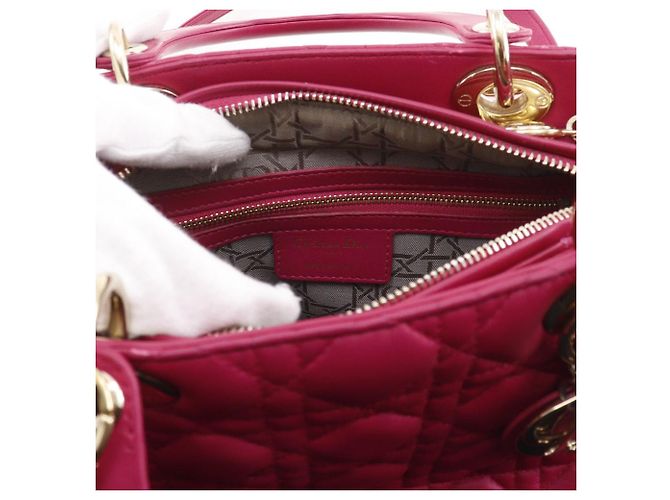 Autre Marque Borsa 2way Christian Dior Lady Dior Cannage in pelle di agnello Rosa - vista 8