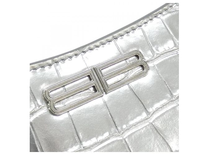 Borsa a tracolla Balenciaga in pelle metallizzata Argento - vista 4