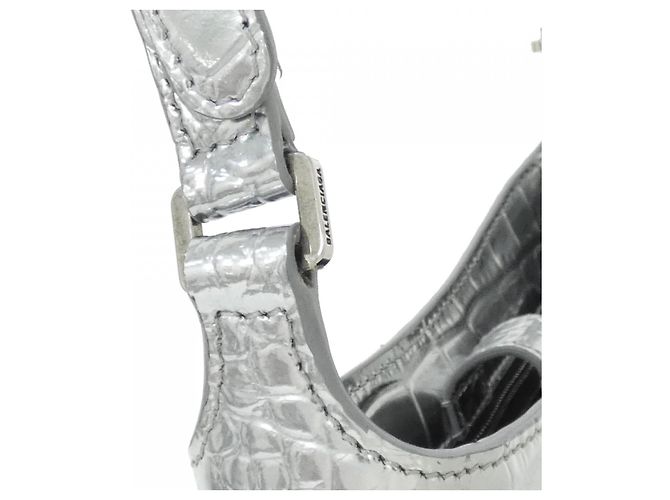 Borsa a tracolla Balenciaga in pelle metallizzata Argento - vista 6