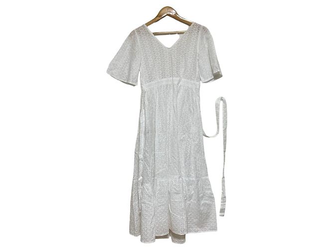 Autre Marque Vestido de encaje de algodón OBLI Blanco - vista 3
