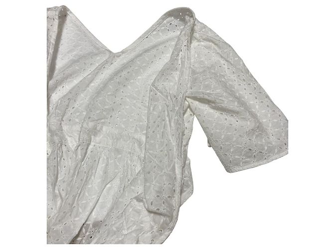 Autre Marque Vestido de encaje de algodón OBLI Blanco - vista 7
