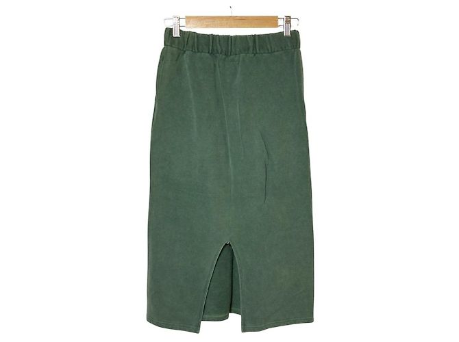 Autre Marque Saia midi de algodão REMI RELIEF Verde - vista 2