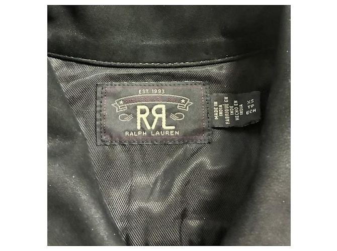 Ralph Lauren Chaqueta de cuero Roughout RRL Negro - vista 8