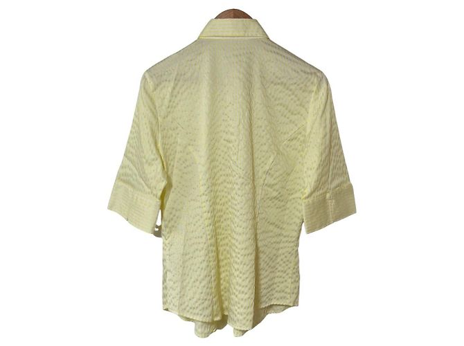 Autre Marque Camisa de manga curta com riscas e folhos NARACAMICIE Branco Amarelo - vista 2