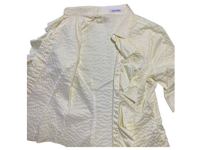 Autre Marque Camisa de manga curta com riscas e folhos NARACAMICIE Branco Amarelo - vista 3
