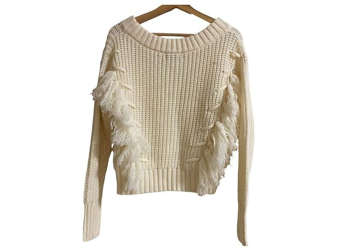 Autre Marque SLOBE IENA Cropped-Pullover aus Strick mit Fransen Weiß - Ansicht 2