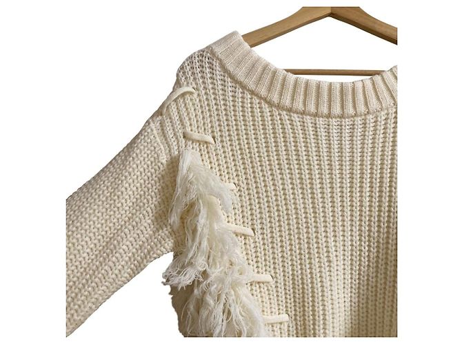 Autre Marque SLOBE IENA Cropped-Pullover aus Strick mit Fransen Weiß - Ansicht 3