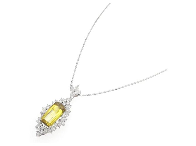 Autre Marque Collana in oro bianco Au750 con sphene e diamanti Argento - vista 2