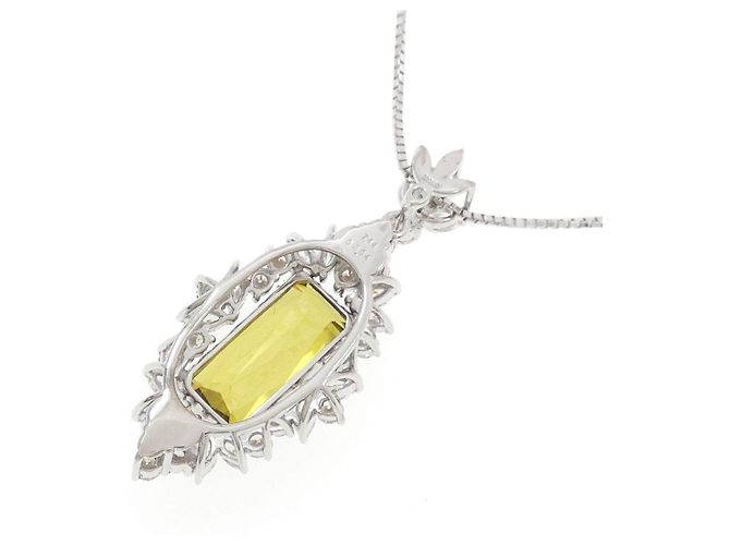 Autre Marque Collana in oro bianco Au750 con sphene e diamanti Argento - vista 4