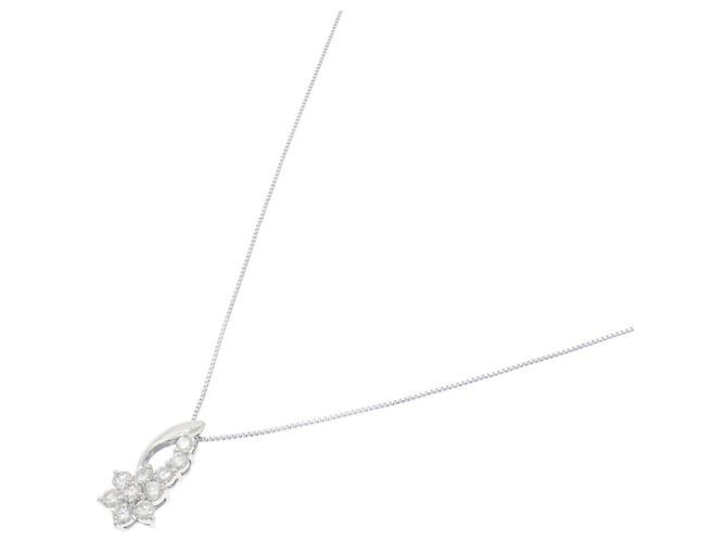 Autre Marque Collana Pt900 Fiore Diamante Argento - vista 2