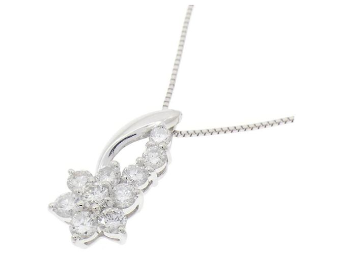 Autre Marque Collana Pt900 Fiore Diamante Argento - vista 3