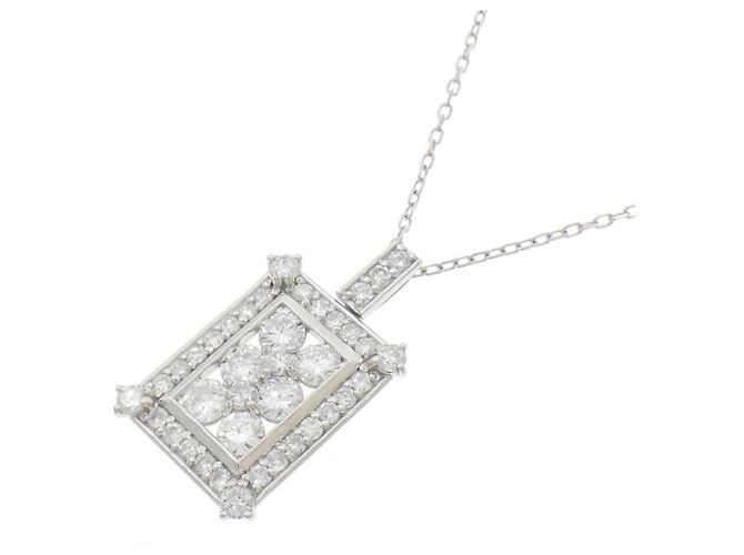 Autre Marque Platin 950 Diamantenhalskette Silber - Ansicht 3
