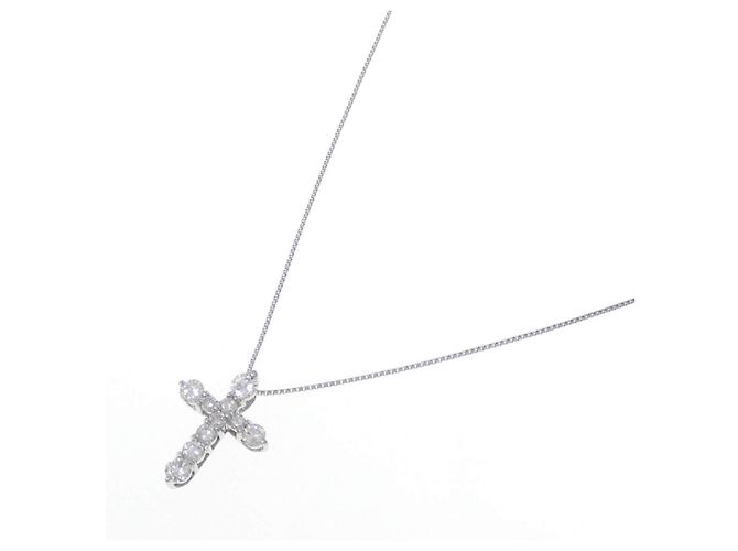 Autre Marque Platin-Diamant-Kreuzkette Silber - Ansicht 2