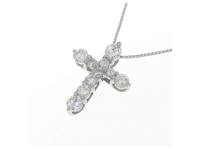 Autre Marque Platin-Diamant-Kreuzkette Silber - Ansicht 3