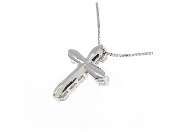 Autre Marque Platin-Diamant-Kreuzkette Silber - Ansicht 4