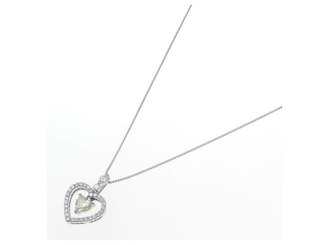 Autre Marque Collana Cuore in Platino e Diamanti Argento - vista 2