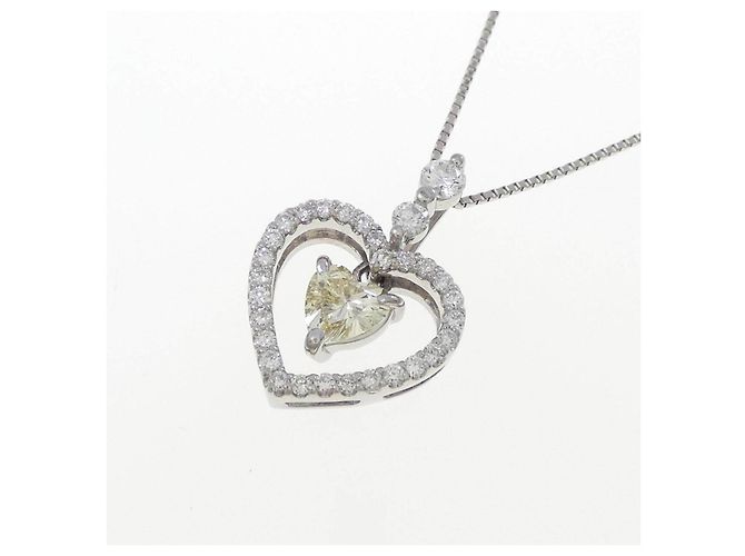 Autre Marque Collana Cuore in Platino e Diamanti Argento - vista 3