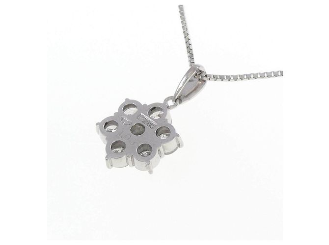 Autre Marque Platin-Diamant-Blumenhalskette Silber - Ansicht 4