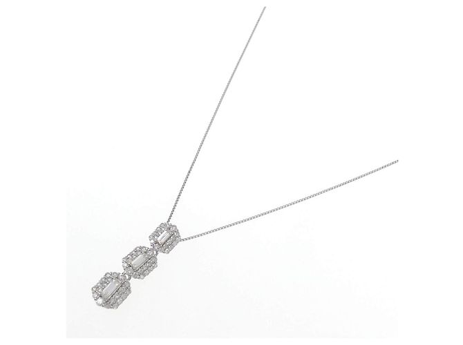 Autre Marque Platin-Diamant-Halskette Silber - Ansicht 2