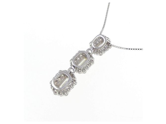 Autre Marque Platin-Diamant-Halskette Silber - Ansicht 4