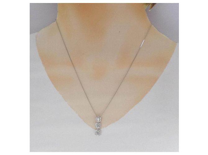 Autre Marque Platin-Diamant-Halskette Silber - Ansicht 6