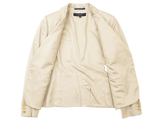Chaqueta entallada Gucci de sarga de seda de alta densidad Beige - vista 7