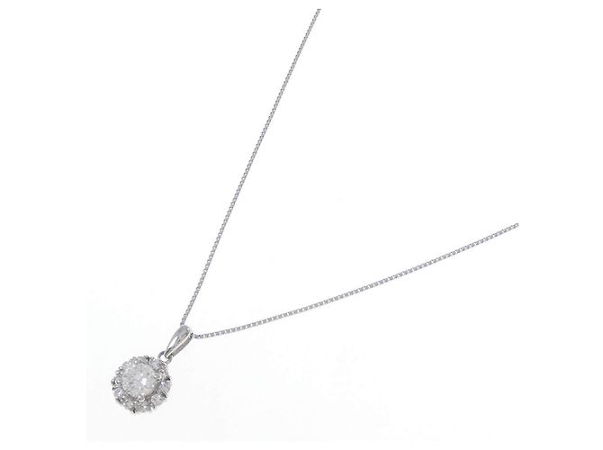 Autre Marque Platin-Diamant-Halskette Silber - Ansicht 2