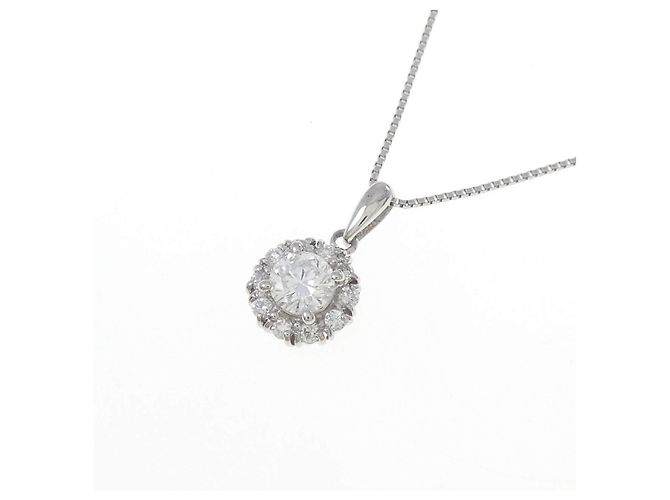 Autre Marque Platin-Diamant-Halskette Silber - Ansicht 3