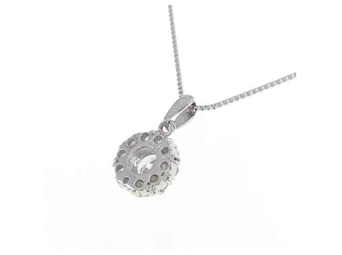 Autre Marque Platin-Diamant-Halskette Silber - Ansicht 4