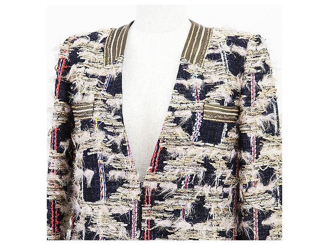 Autre Marque Chaqueta sin cuello de tweed metalizado HIROKO KOSHINO Dorado - vista 2
