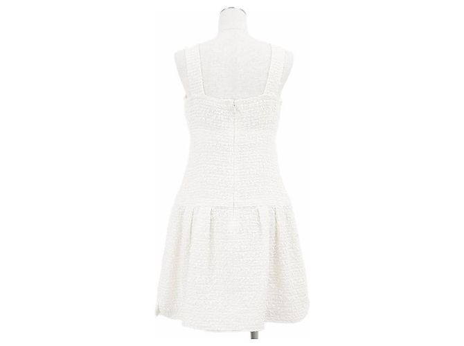 Chanel Coco Cuba Tweed-Kleid Weiß Aus weiß - Ansicht 5