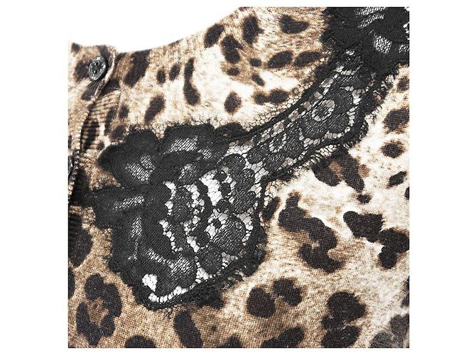 Dolce & Gabbana Cárdigan de punto de lana y algodón Dolce&Gabbana Castaño Negro - vista 11