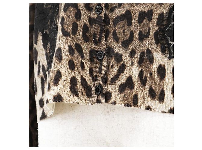 Dolce & Gabbana Cárdigan de punto de lana y algodón Dolce&Gabbana Castaño Negro - vista 13