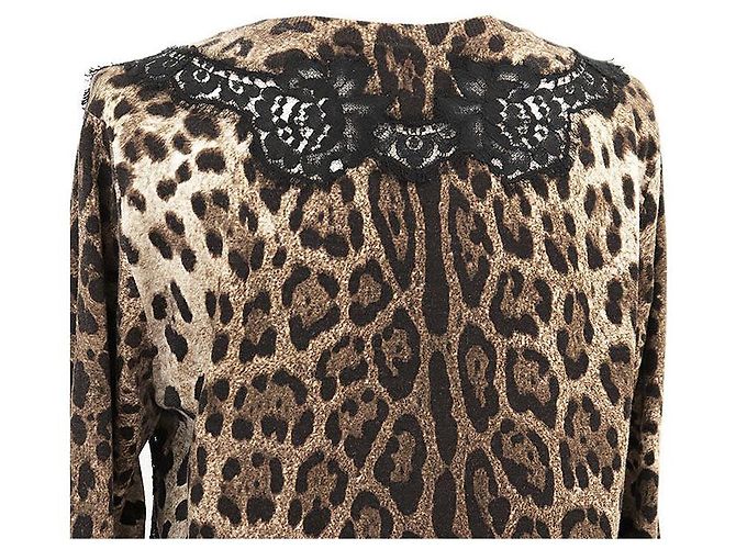 Dolce & Gabbana Cárdigan de punto de lana y algodón Dolce&Gabbana Castaño Negro - vista 14