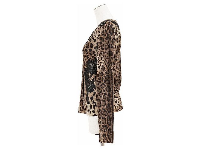 Dolce & Gabbana Cárdigan de punto de lana y algodón Dolce&Gabbana Castaño Negro - vista 7