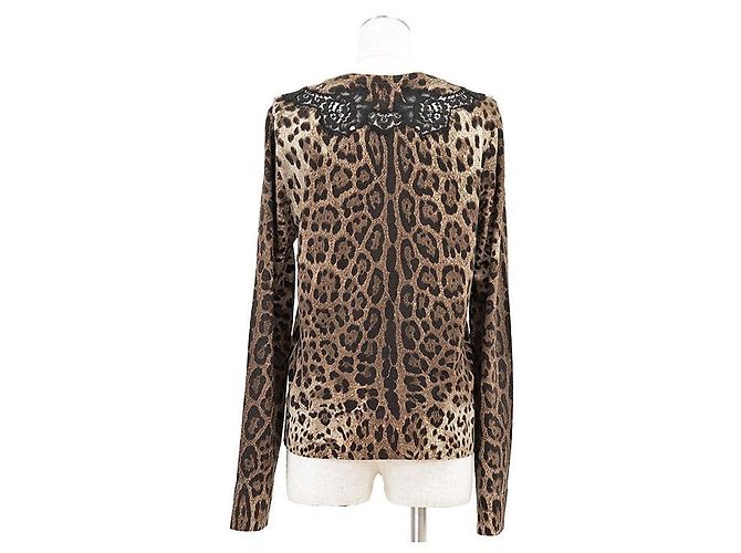 Dolce & Gabbana Cárdigan de punto de lana y algodón Dolce&Gabbana Castaño Negro - vista 9