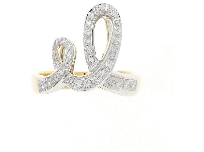 Autre Marque Anello Trever in oro giallo Au750 e oro bianco Au750 con diamante D'oro - vista 2