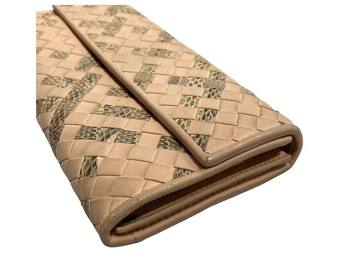 Bottega Veneta Intrecciato Python Langbrieftasche Pink - Ansicht 8