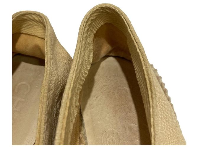 Chanel Espadrille Flache Schuhe Schwarz Beige Roh - Ansicht 10